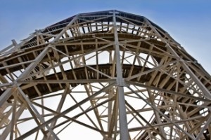 monochromatic abstract steel rollercoaster with bars background
