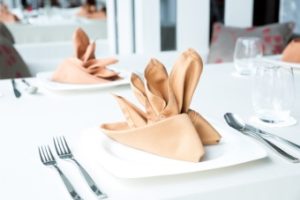 Dining table set arrangement for dinner party